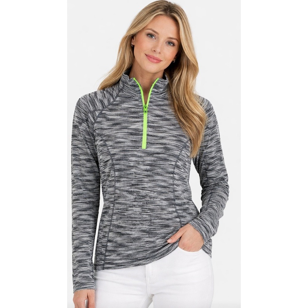 Avalanche Tectonic Zip‎ Neck Women Large Black White Space Dye Neon Excellent